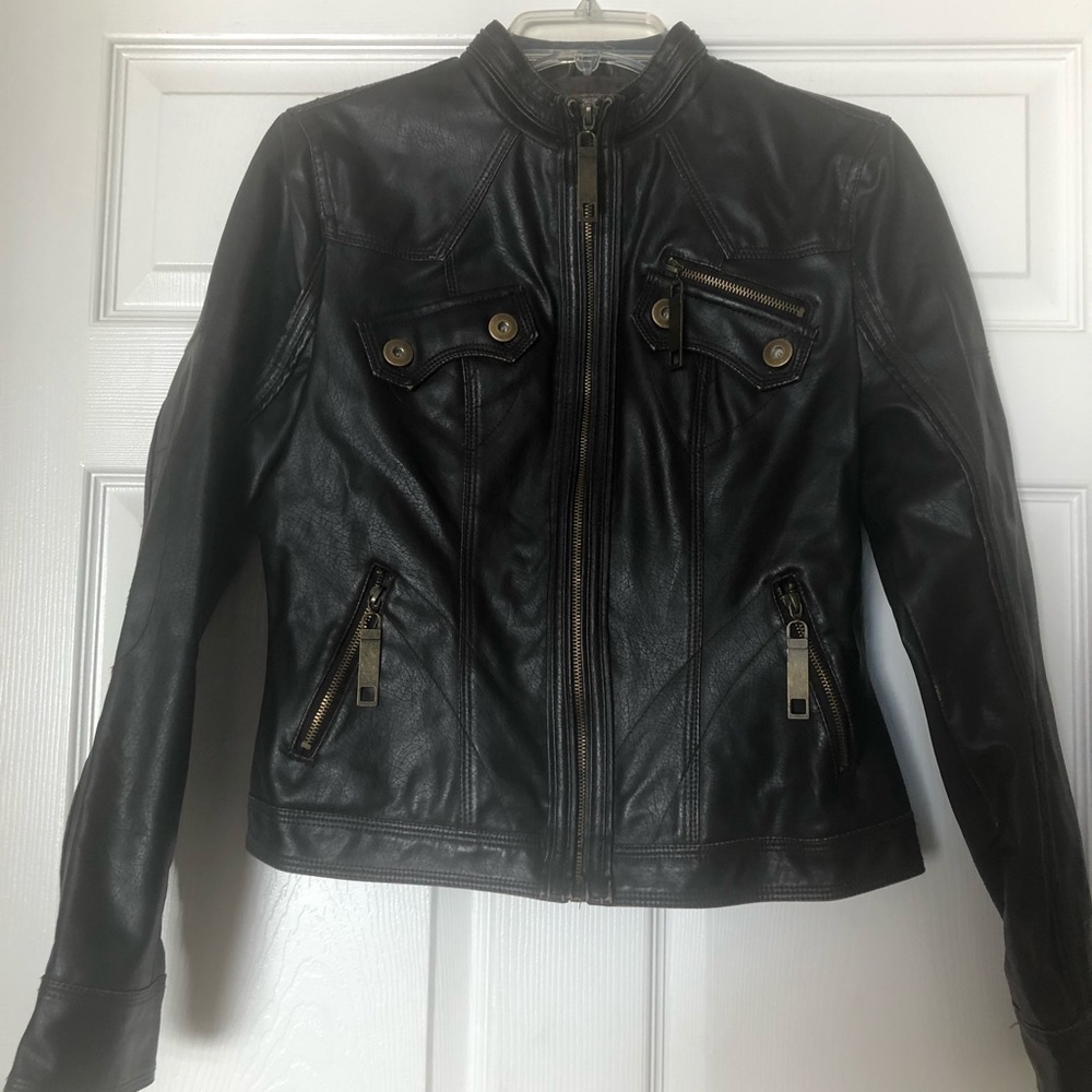 Brown leather Bomber jacket Size M